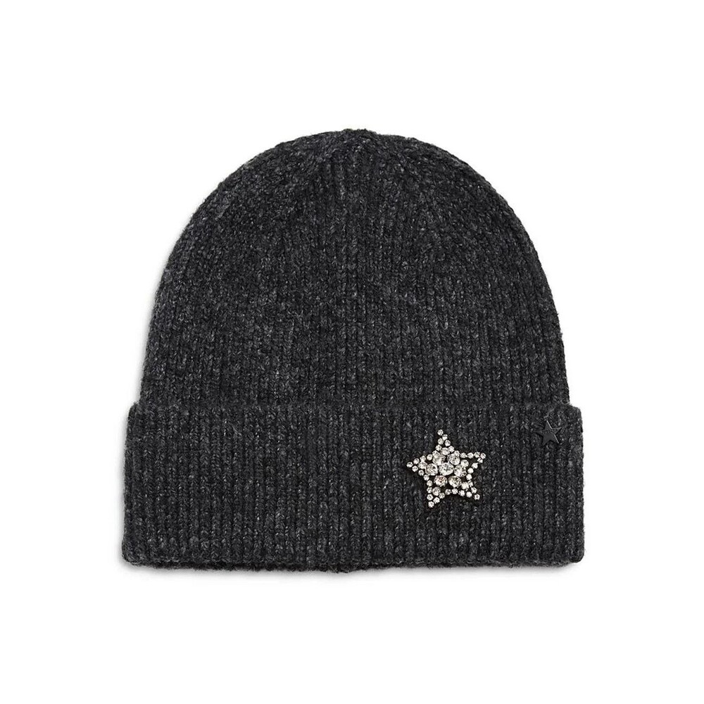 Jocelyn Women's Crystal Star Charm Knit Beanie Charcoal Gray One Size